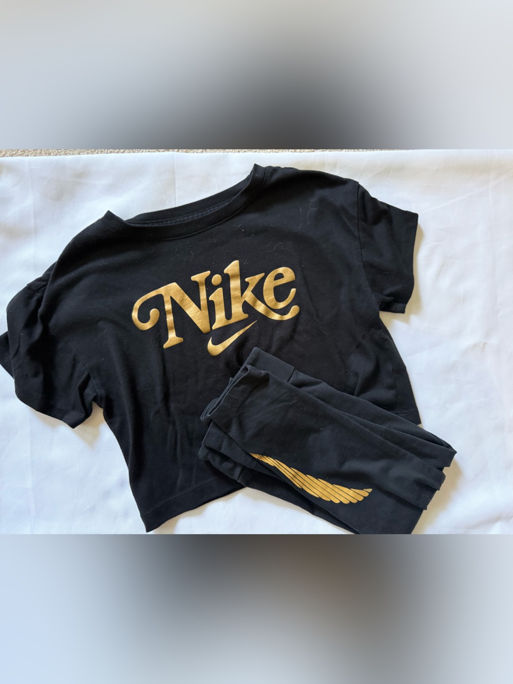 Nike Kids Black Short Sleeve Tee with Gold Logo